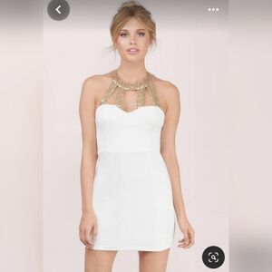 Tobi white and gold sparkly min bodycon dress